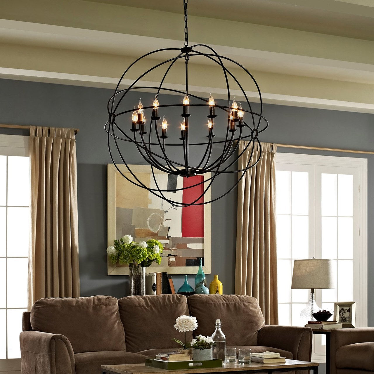 Atom 39.5" Chandelier, Brown, Metal 10182