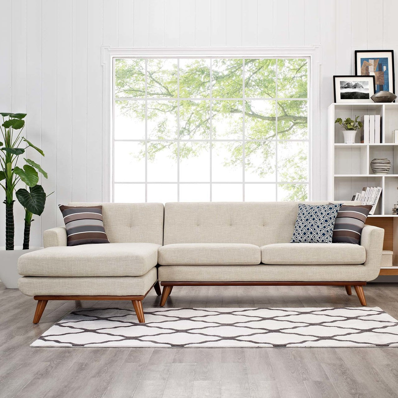 Engage Right-Facing Sectional Sofa, Fabric, Beige 13478
