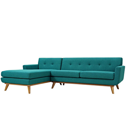 Engage Right-Facing Sectional Sofa, Fabric, Aqua Blue 13479