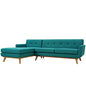 Engage Right-Facing Sectional Sofa, Fabric, Aqua Blue 13479