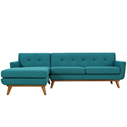 Engage Right-Facing Sectional Sofa, Fabric, Aqua Blue 13479