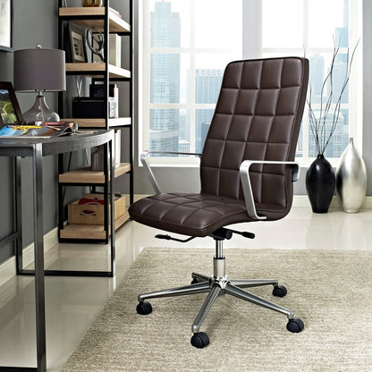 Tile Highback Office Chair, Brown, Faux Leather 10219