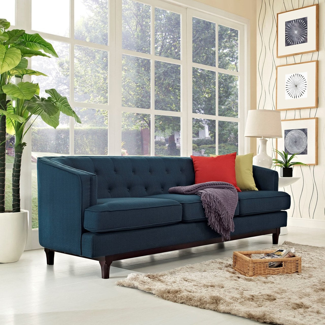 Coast Upholstered Sofa, Navy, Fabric 10240