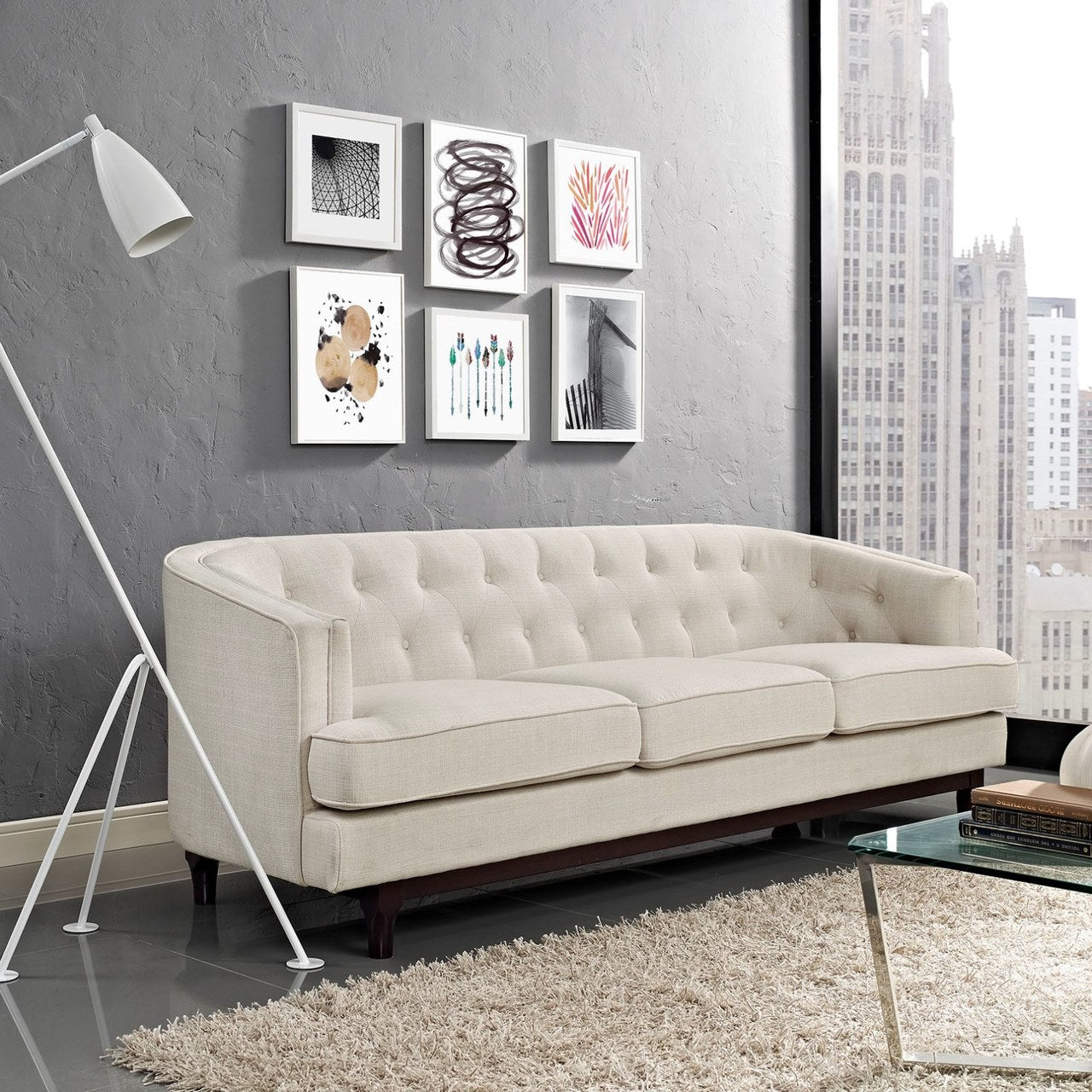 Coast Upholstered Sofa, Beige, Fabric 10241