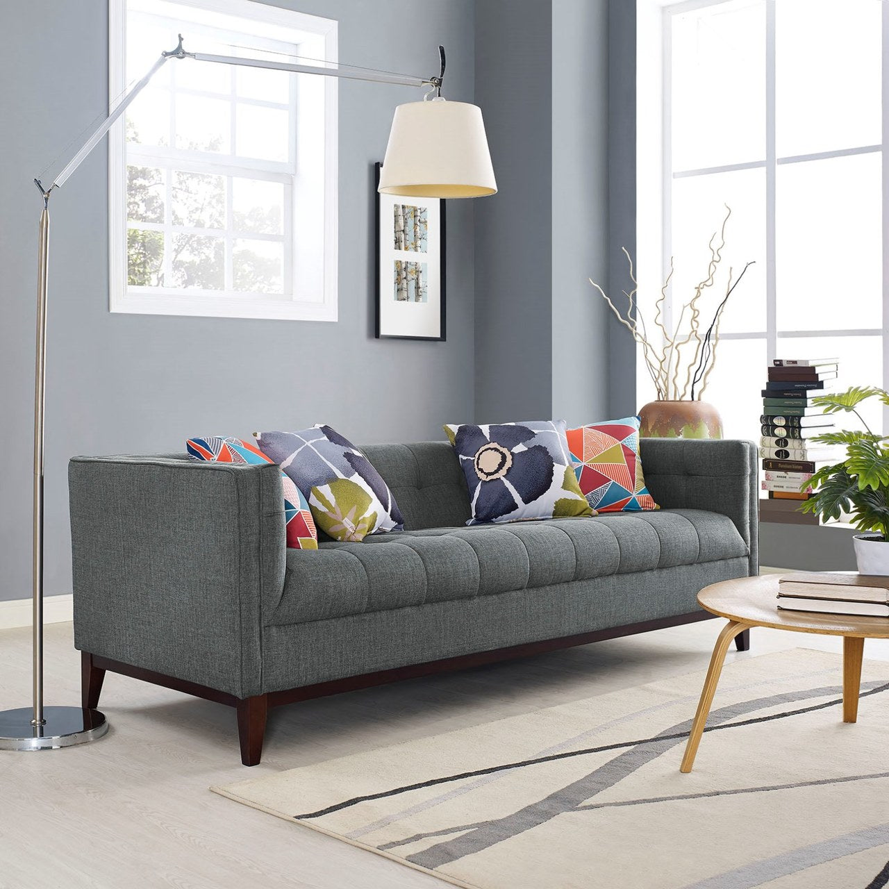 Serve Upholstered Sofa, Grey, Fabric 10259