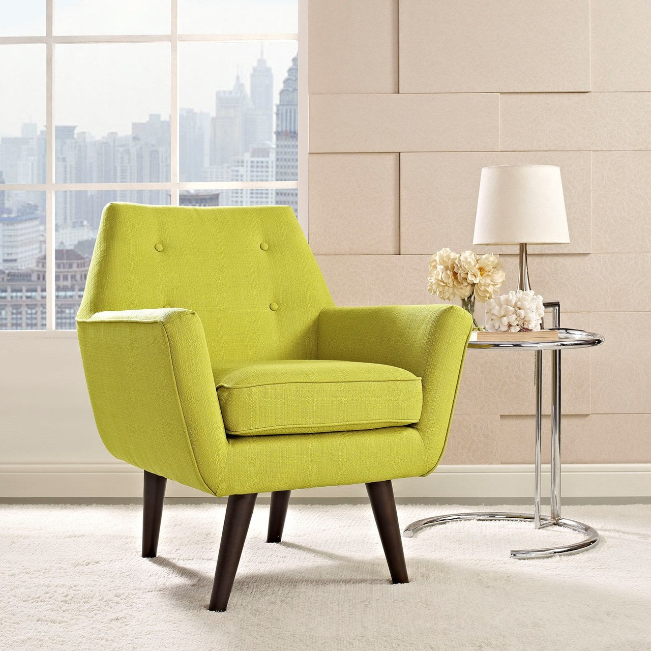 Posit Upholstered Armchair, Green, Fabric 10269