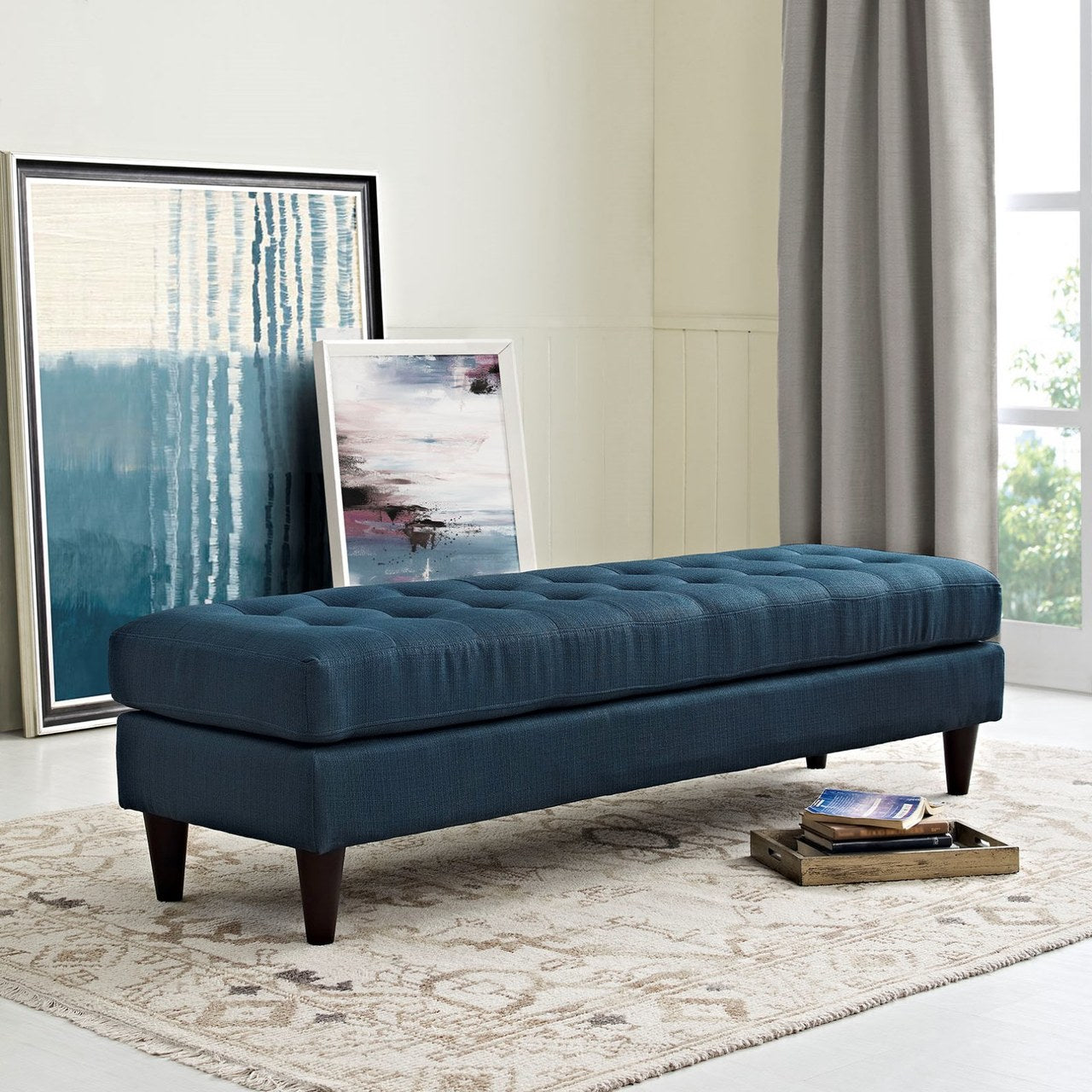 Empress Large Bench, Navy, Fabric 10271