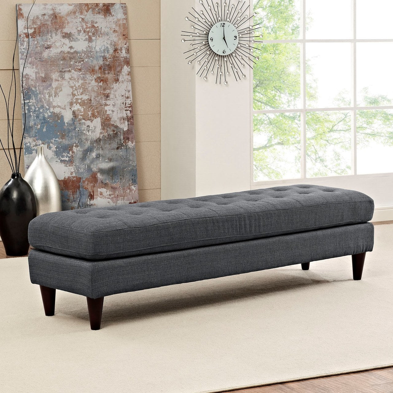 Empress Large Bench, Grey, Fabric 10272