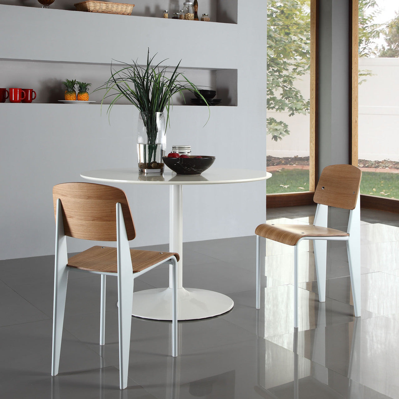 Cabin Dining Side Chair, White Wood