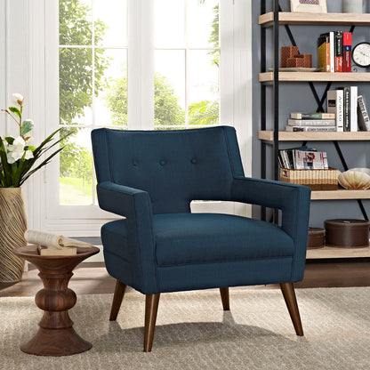Sheer Upholstered Fabric Armchair, Navy, Fabric 10307