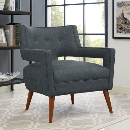 Sheer Upholstered Fabric Armchair, Grey, Fabric 10308
