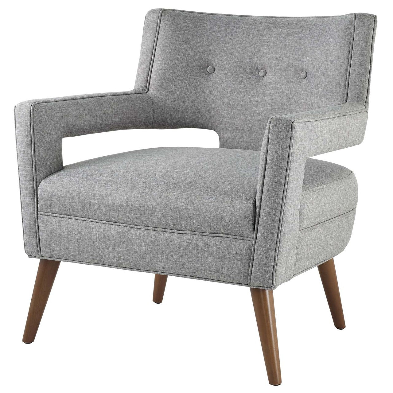 Sheer Upholstered Fabric Armchair, Fabric, Light Grey Gray 13482