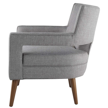 Sheer Upholstered Fabric Armchair, Fabric, Light Grey Gray 13482