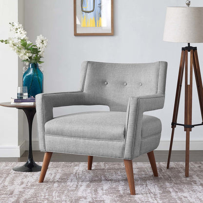 Sheer Upholstered Fabric Armchair, Fabric, Light Grey Gray 13482