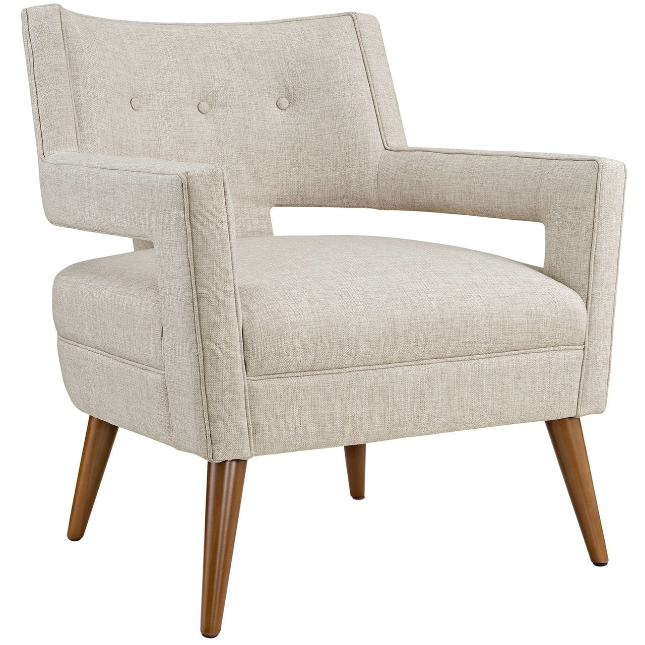 Sheer Upholstered Fabric Armchair, Beige, Fabric 10309