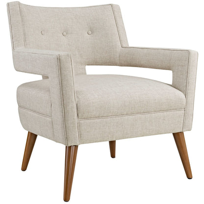 Sheer Upholstered Fabric Armchair, Beige, Fabric 10309