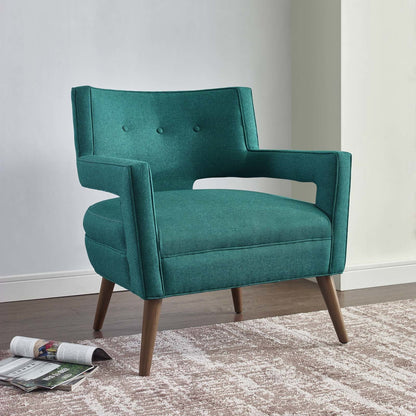 Sheer Upholstered Fabric Armchair, Fabric, Aqua Blue 13483