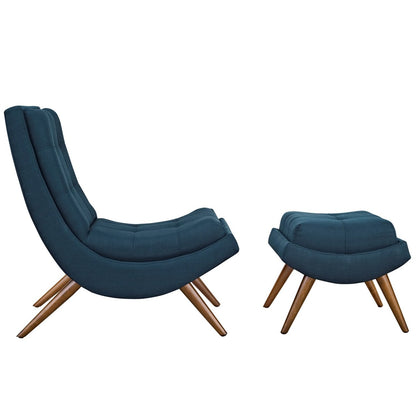 Ramp Upholstered Fabric Lounge Chair Set, Navy, Fabric 10310