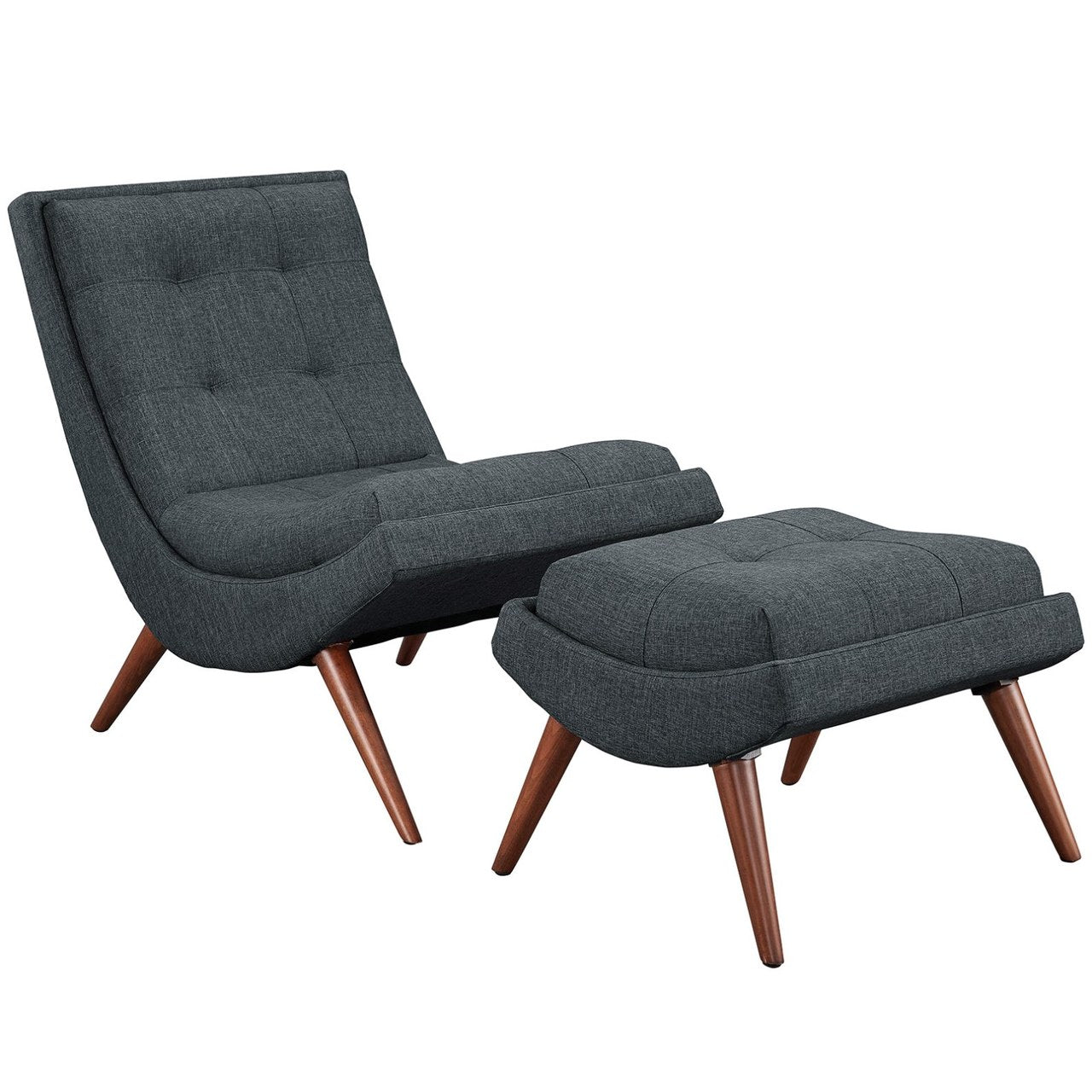 Ramp Upholstered Fabric Lounge Chair Set, Grey, Fabric 10311