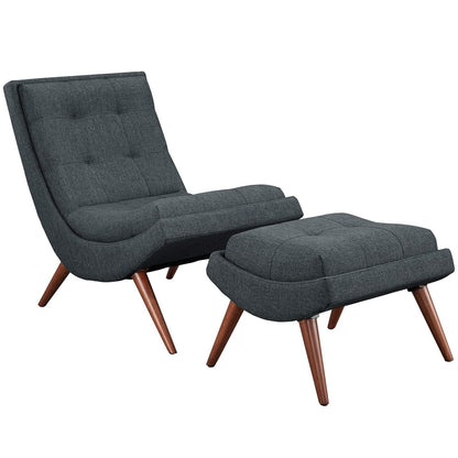 Ramp Upholstered Fabric Lounge Chair Set, Grey, Fabric 10311