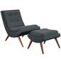 Ramp Upholstered Fabric Lounge Chair Set, Grey, Fabric 10311