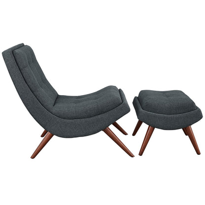 Ramp Upholstered Fabric Lounge Chair Set, Grey, Fabric 10311