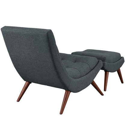 Ramp Upholstered Fabric Lounge Chair Set, Grey, Fabric 10311