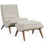 Ramp Upholstered Fabric Lounge Chair Set, Beige, Fabric 10312