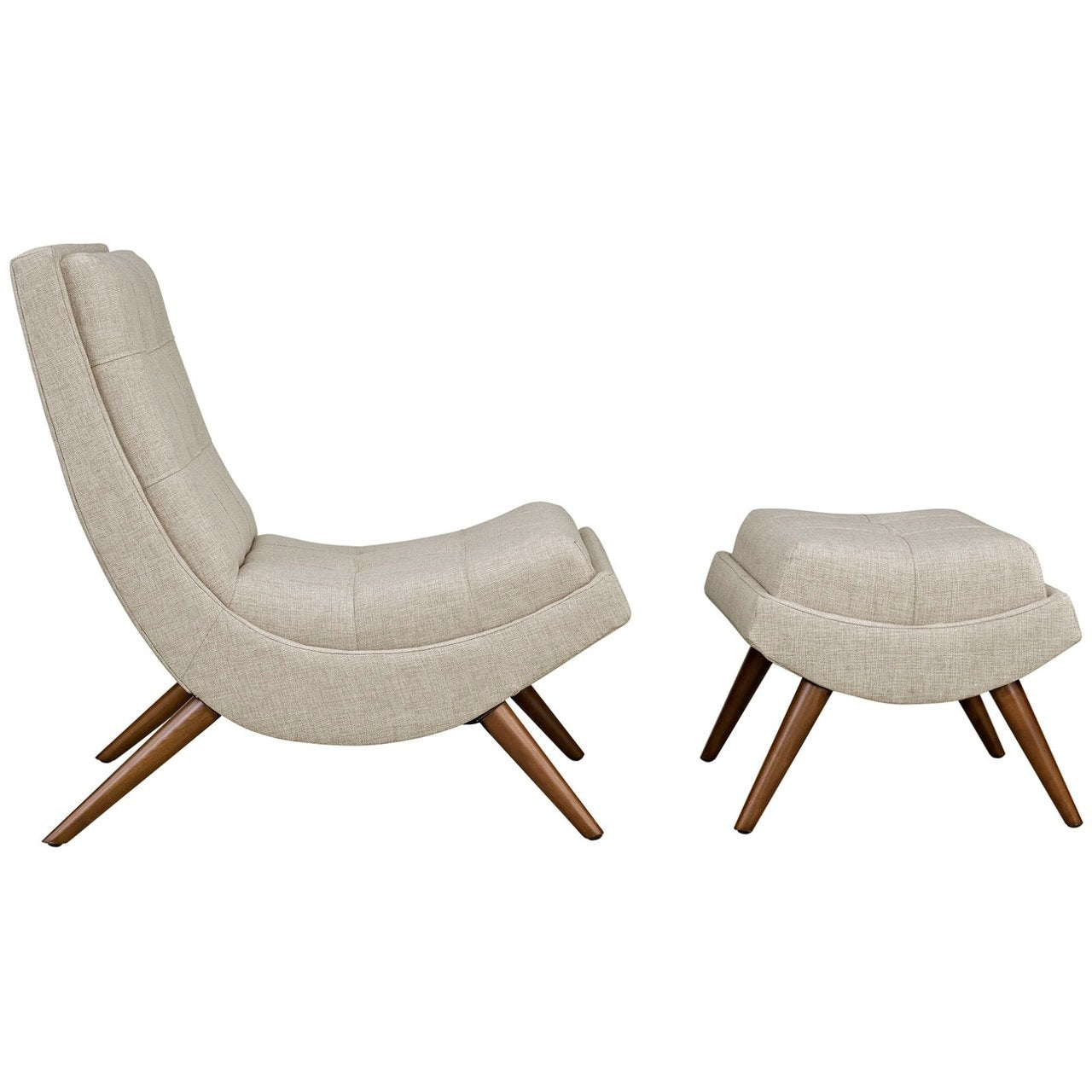 Ramp Upholstered Fabric Lounge Chair Set, Beige, Fabric 10312