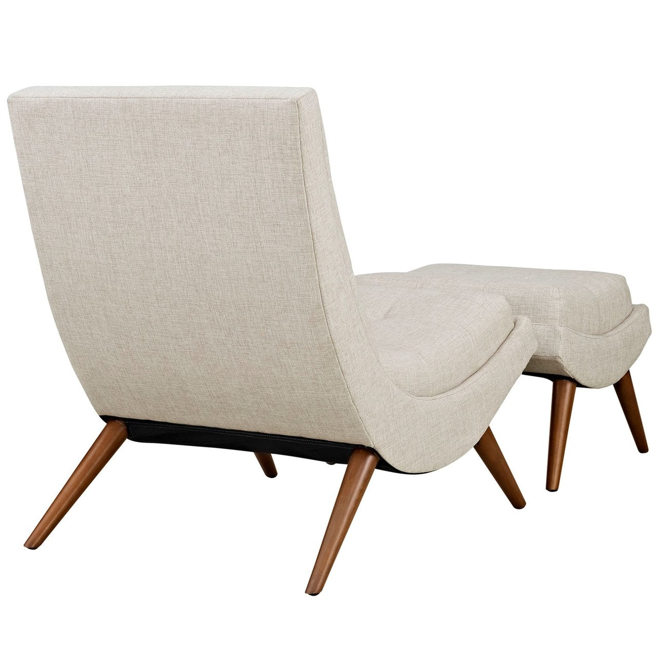 Ramp Upholstered Fabric Lounge Chair Set, Beige, Fabric 10312
