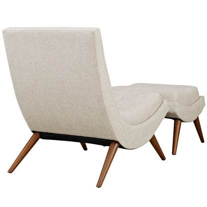 Ramp Upholstered Fabric Lounge Chair Set, Beige, Fabric 10312