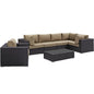 Convene Seven PCS Outdoor Patio Sectional Set, Brown, Rattan 10366
