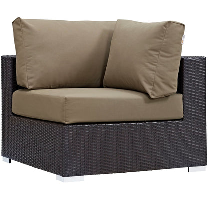 Convene Seven PCS Outdoor Patio Sectional Set, Brown, Rattan 10366