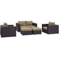 Convene Five PCS Outdoor Patio Sofa Set, Brown, Rattan 10373