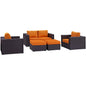 Convene Five PCS Outdoor Patio Sofa Set, Orange, Rattan 10374