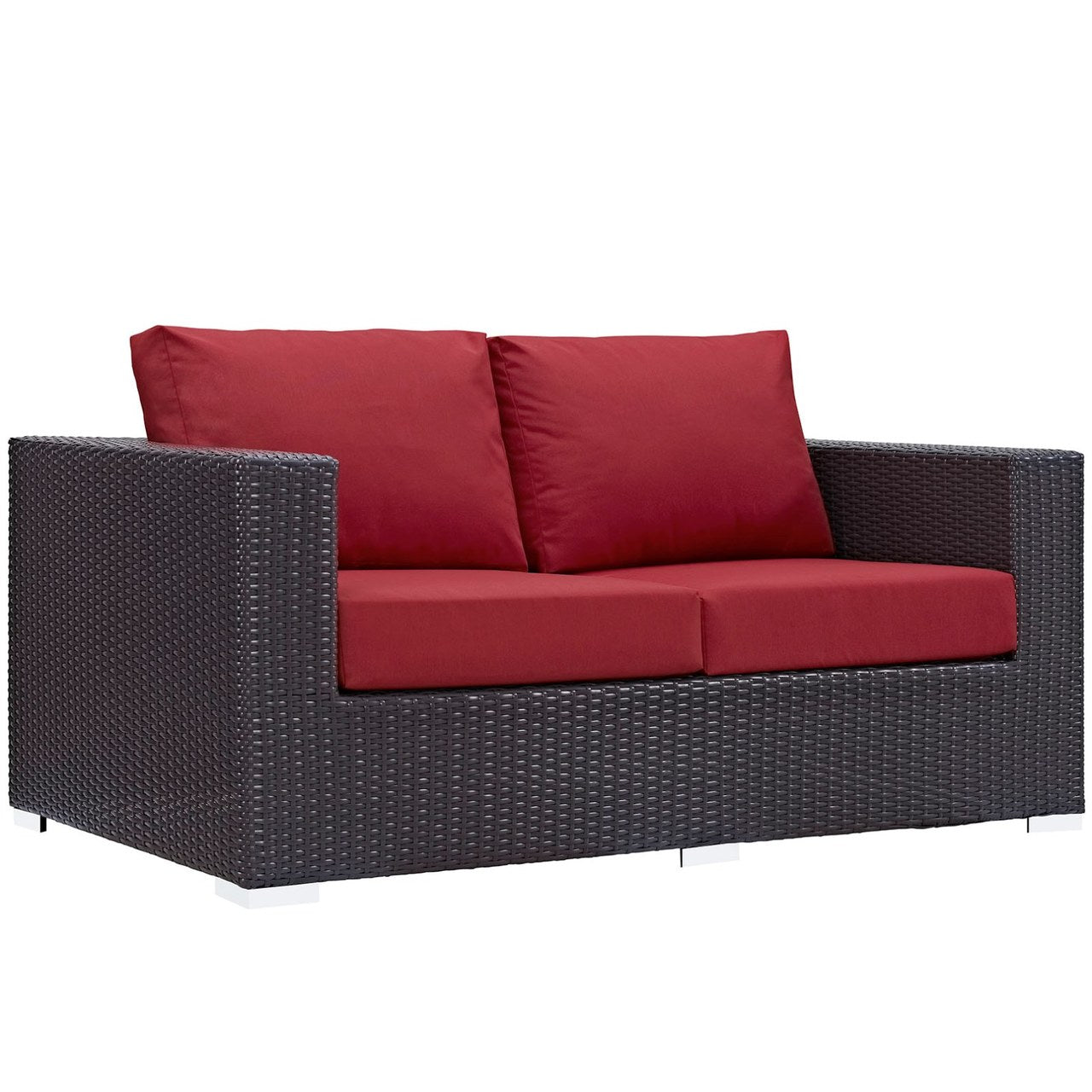 Convene Five PCS Outdoor Patio Sofa Set, Red, Rattan 10376