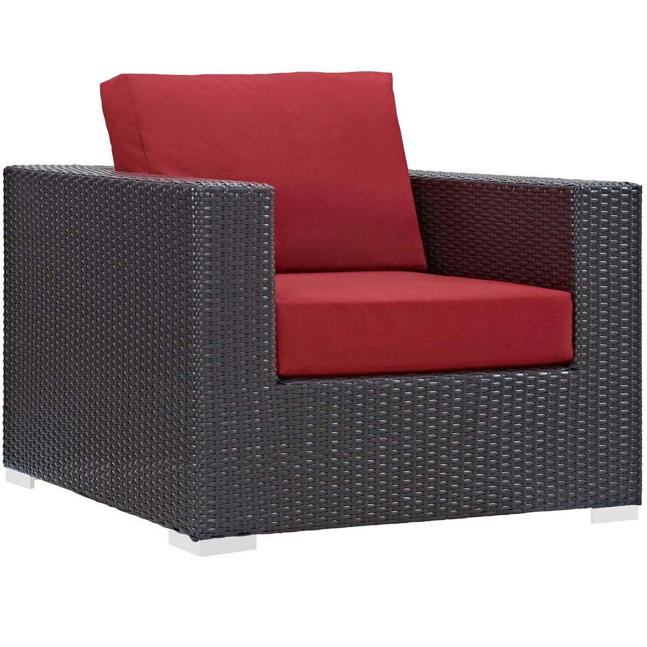 Convene Five PCS Outdoor Patio Sofa Set, Red, Rattan 10376
