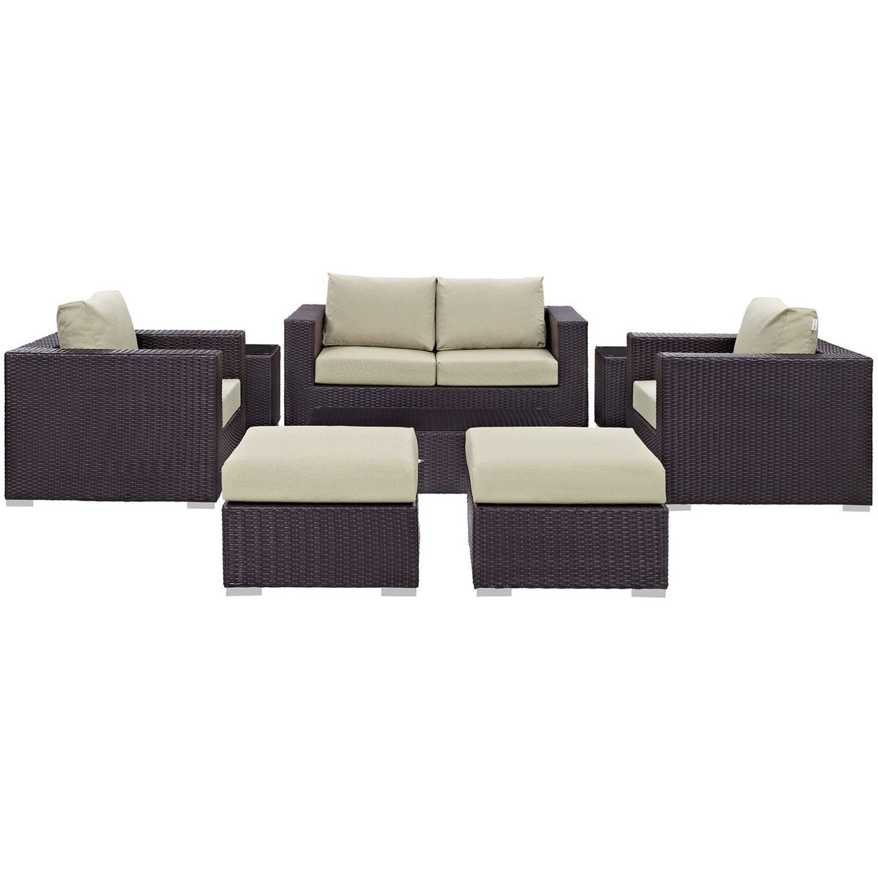 Convene Eight PCS Outdoor Patio Sofa Set, Beige, Rattan 10379