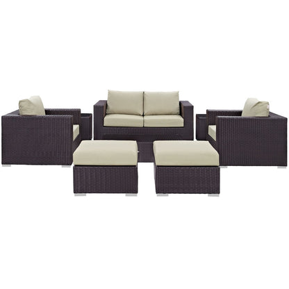 Convene Eight PCS Outdoor Patio Sofa Set, Beige, Rattan 10379