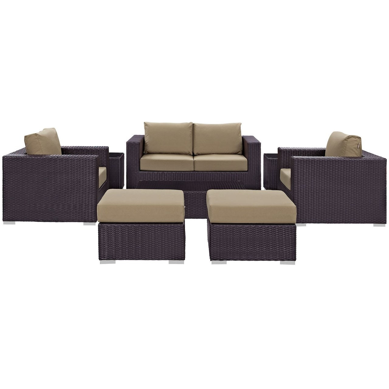 Convene Eight PCS Outdoor Patio Sofa Set, Brown, Rattan 10380
