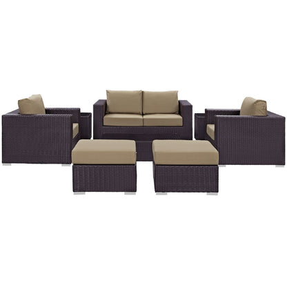 Convene Eight PCS Outdoor Patio Sofa Set, Brown, Rattan 10380