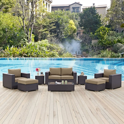 Convene Eight PCS Outdoor Patio Sofa Set, Brown, Rattan 10380