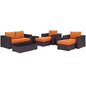 Convene Eight PCS Outdoor Patio Sofa Set, Orange, Rattan 10381