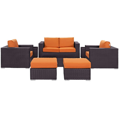 Convene Eight PCS Outdoor Patio Sofa Set, Orange, Rattan 10381