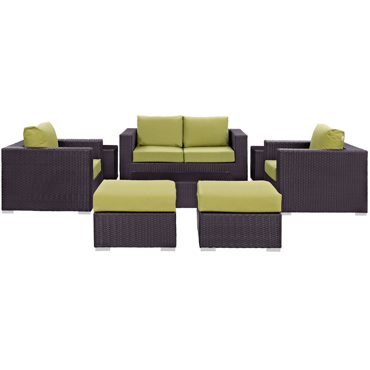 Convene Eight PCS Outdoor Patio Sofa Set, Green, Rattan 10382