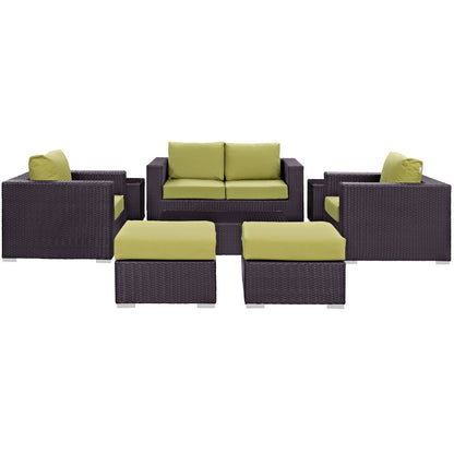 Convene Eight PCS Outdoor Patio Sofa Set, Green, Rattan 10382
