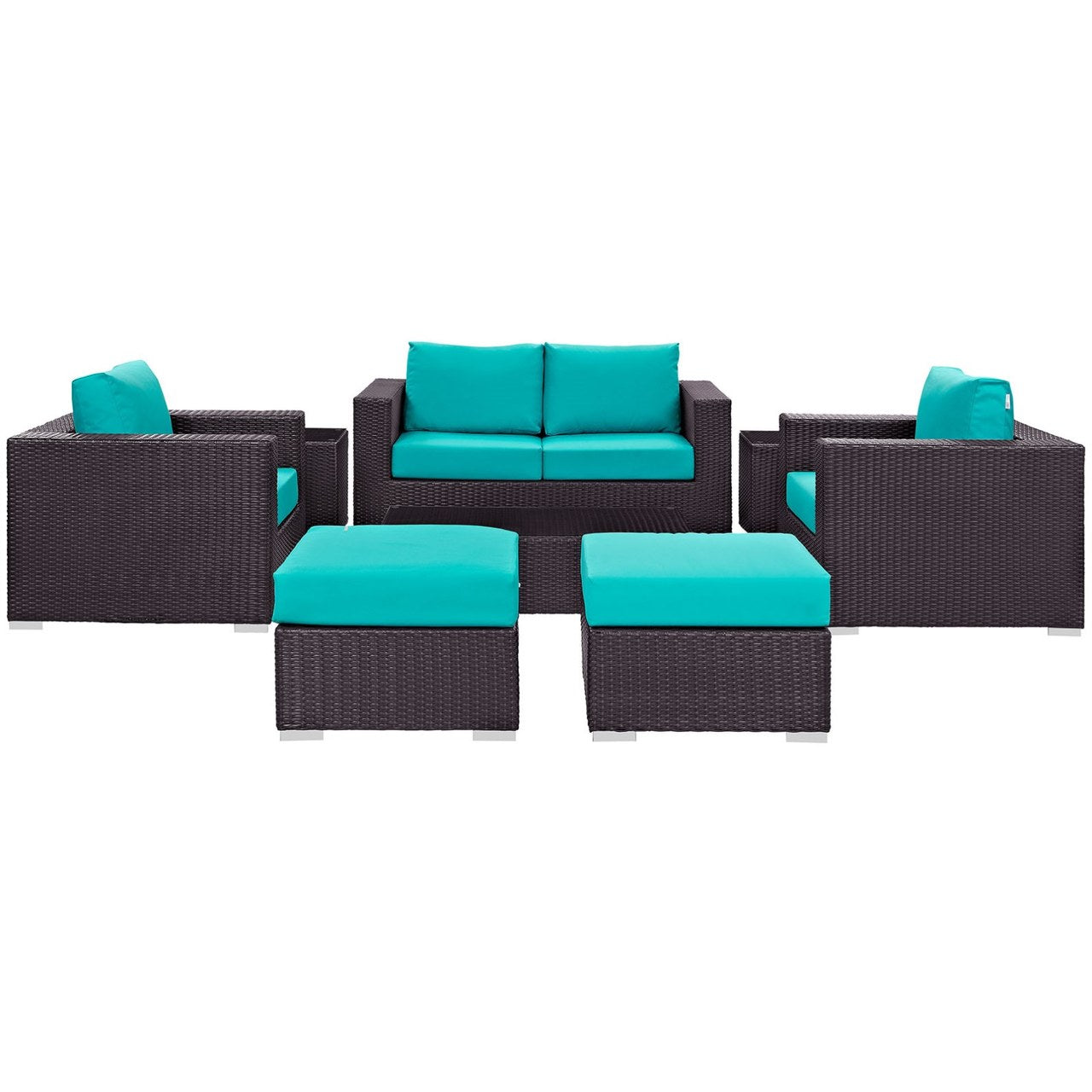 Convene Eight PCS Outdoor Patio Sofa Set, Blue, Rattan 10384