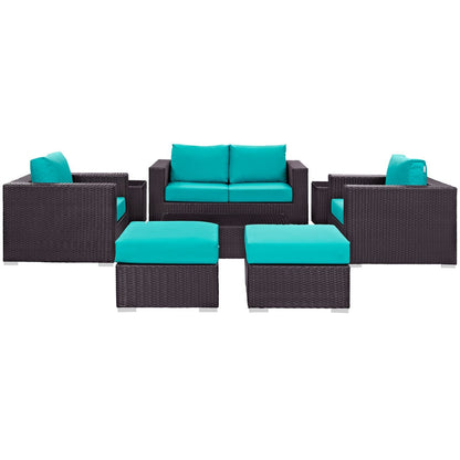 Convene Eight PCS Outdoor Patio Sofa Set, Blue, Rattan 10384
