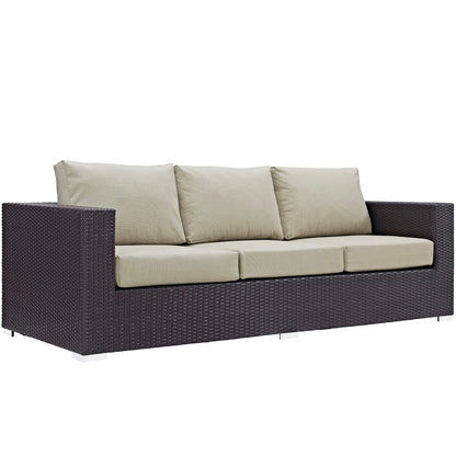 Convene Nine PCS Outdoor Patio Sofa Set, Beige, Rattan 10393
