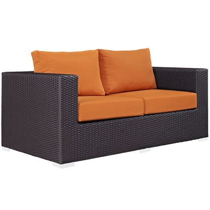 Convene Nine PCS Outdoor Patio Sofa Set, Orange, Rattan 10395